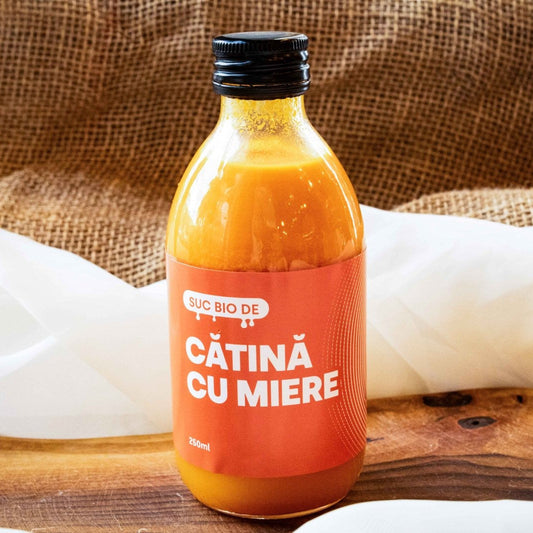 Cătineață cu miere 250 ml – băutură naturală din nectar de cătină și miere bio