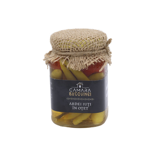 Ardei iuți în oțet 200 g – conserva tradițională românească