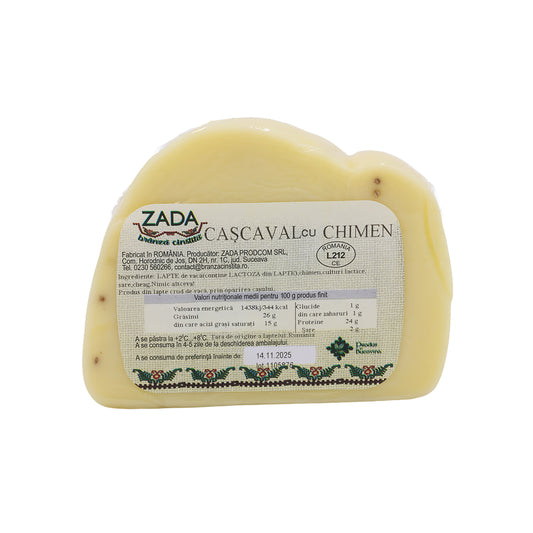 Cașcaval cu chimen Zada 400g – brânză tradițională aromată din lapte de vacă