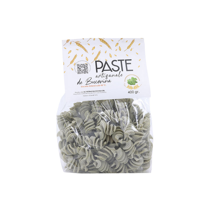 Spirale cu spanac 400 g – paste artizanale din grâu dur și spanac natural