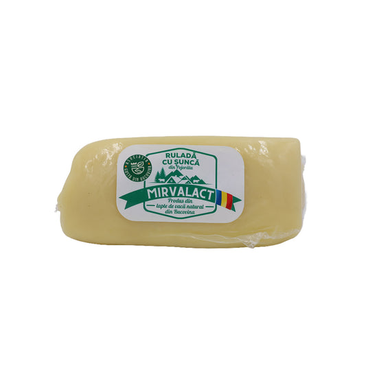 Ruladă de cașcaval cu șuncă Pojorâta 300g – brânză artizanală cu gust bogat