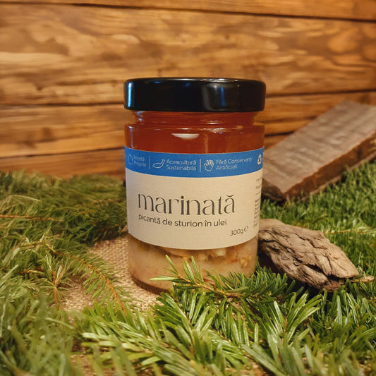 Marinată picantă de sturion în ulei (200 g)