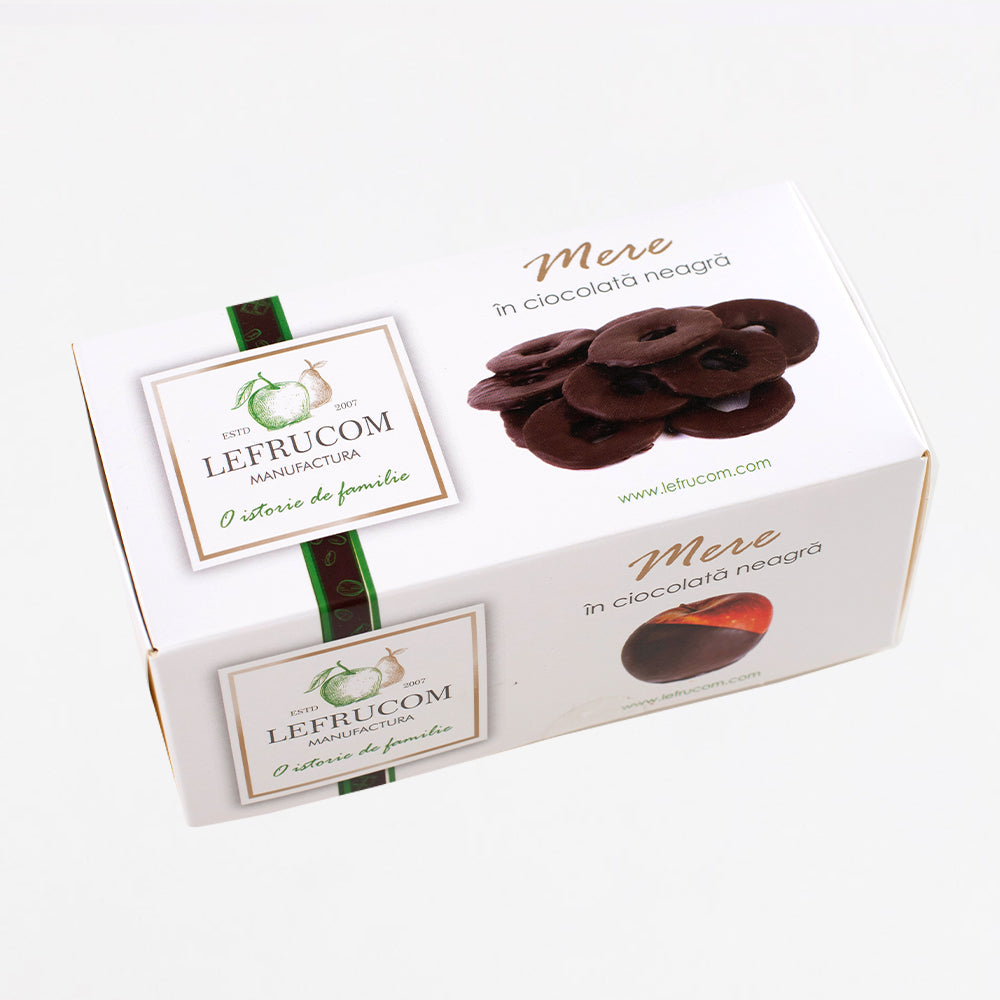 Mere deshidratate în ciocolată neagră (100 g)