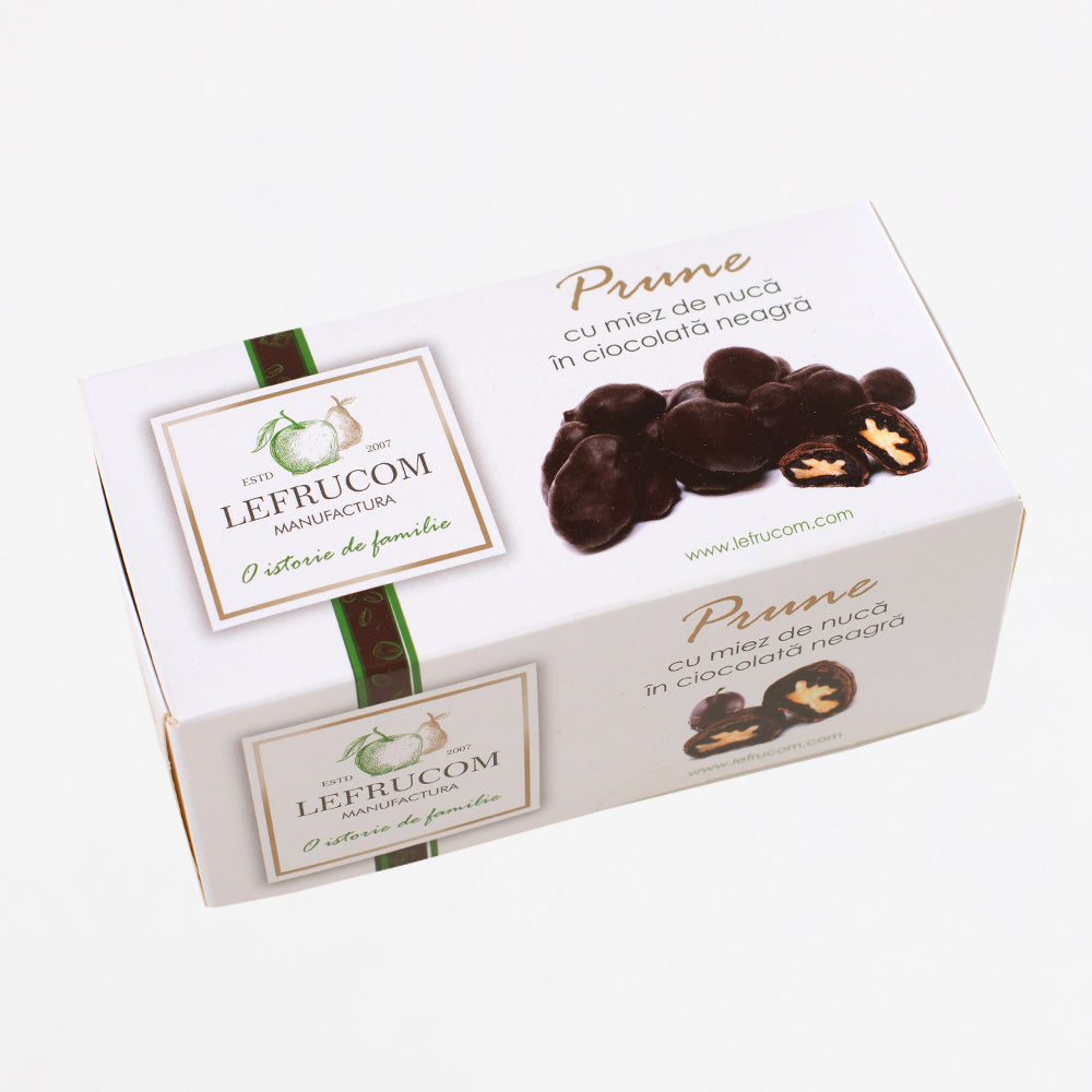 Prune cu miez de nucă în ciocolată neagră (100 g)